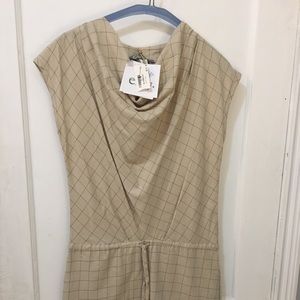 Beige cotton Cowl Neck Dress Size S Bloomeria Dress nomad by elroy  beige check